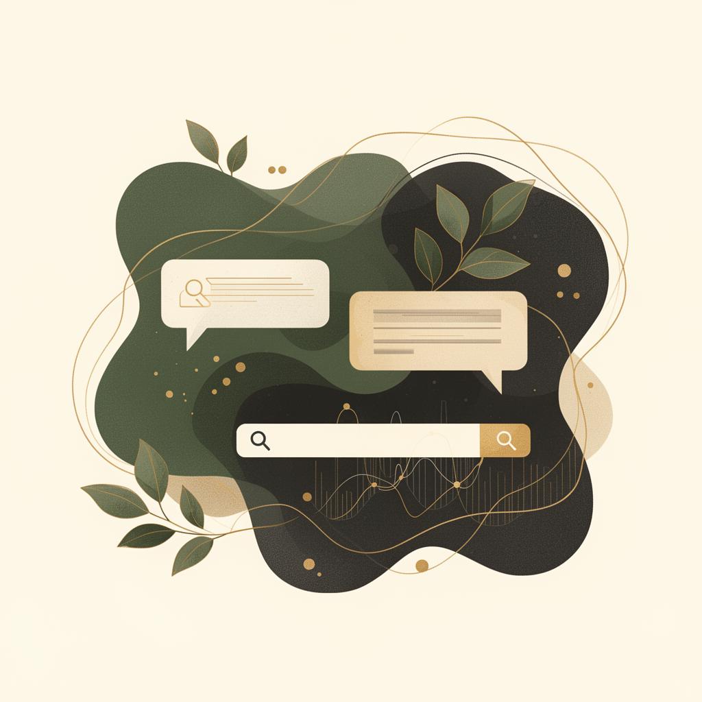 Abstract illustration of AI assistants recommending businesses